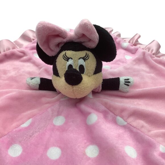 Disney Baby Minnie Mouse Pink Security Blanket Lovey Plush Toy 14" Satin Trim - Picture 2 of 6
